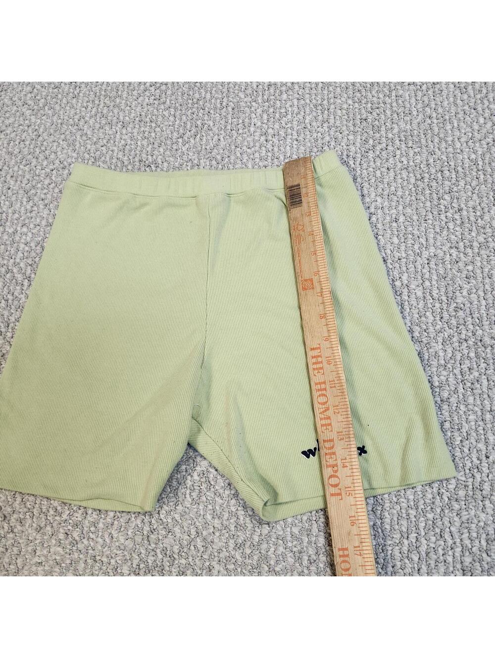 White Fox Light Green Ribbed Biker Shorts Size L - Picture 6 of 8
